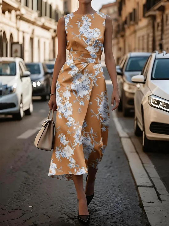 Women Floral Summer Dress
                                    Sleeveless A-Line Dress