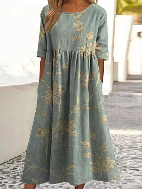 Women Floral Summer Dress
                                        Crew Neck Half Sleeve A-Line
                                        Dress