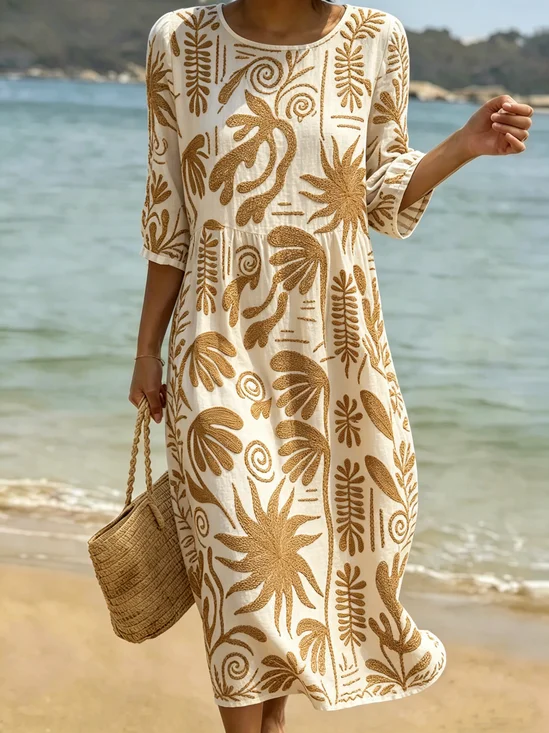 Women Floral Summer Dress Crew
                                    Neck Short Sleeve Fit & Flare
                                    Dress A-Line Dress