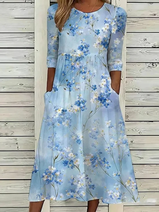 Women Floral Summer Dress
                                        Crew Neck Half Sleeve A-Line
                                        Dress