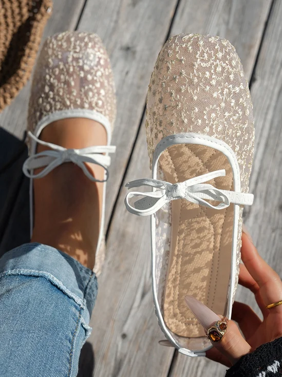 Casual Color Block Breathable Slip On Flat Heel Slide Sandals Embroidery