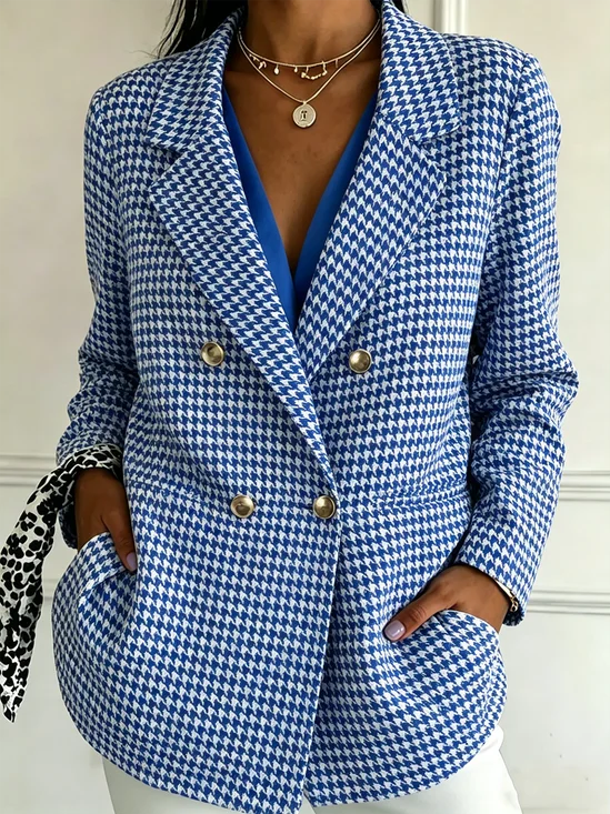 Women Striped Spring/Fall Outerwear Elegant Long Sleeve Regular Blazer