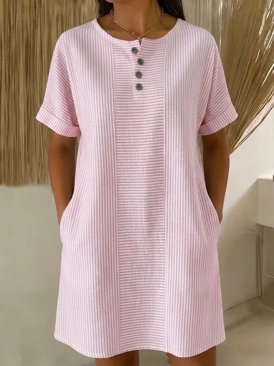 Vintage Striped Polo Collar
                                    Short Sleeve T-shirt