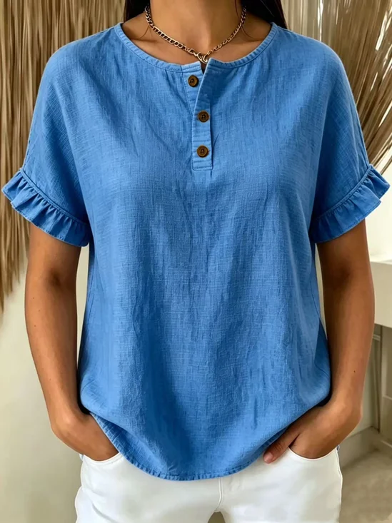 Vintage Plain Crew Neck Short Sleeve T-shirt