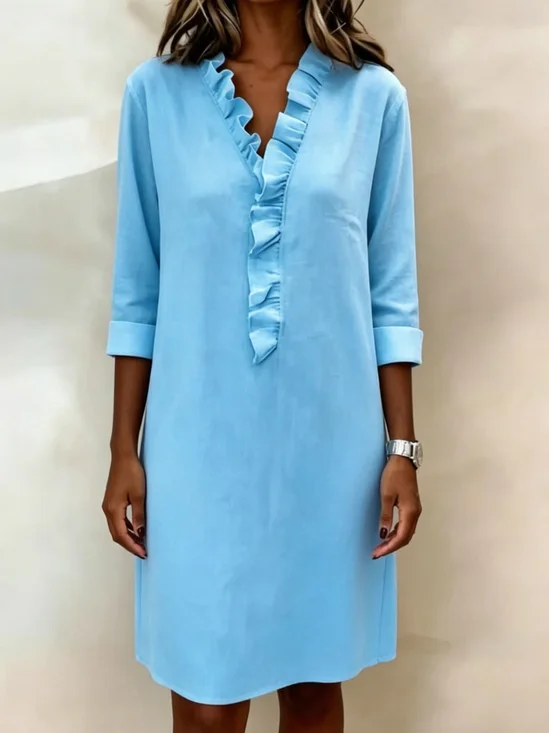 Women Plain Summer Dress V Neck
                                    Half Sleeve Fit & Flare Dress
                                    A-Line Dress