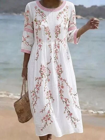 Women 3D Printing Summer Dress
                                    Half Sleeve A-Line Dress