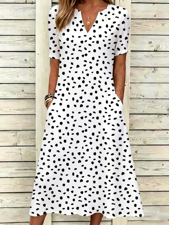 Women Floral Summer Dress Short
                                    Sleeve A-Line Dress