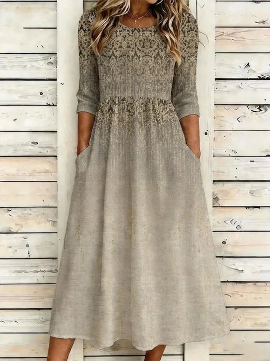 Women Geometric Summer Dress
                                    Half Sleeve A-Line Dress
