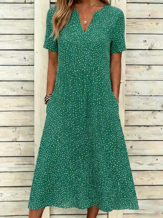 Women Abstract Polka Dots
                                    Summer Dress Short Sleeve A-Line
                                    Dress