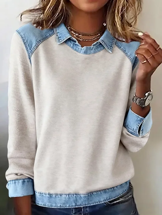 Vintage Shawl Collar Plain Sweatshirt