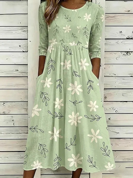 Women
                      Floral Summer Dress Half Sleeve A-Line Dress