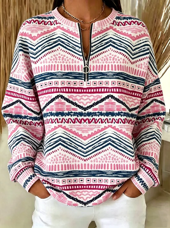 Vintage Crew Neck Striped Sweatshirt