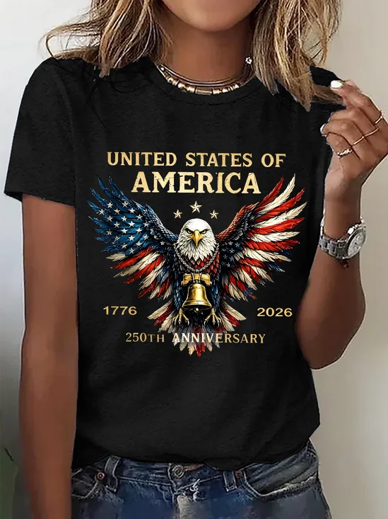 Vintage Eagle Old Glory Crew Neck Short Sleeve T-shirt