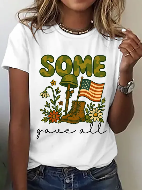 Vintage Text Letters Crew Neck Short Sleeve T-shirt