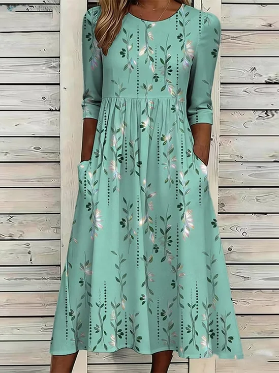 Women
                      Floral Summer Printing Dress Crew Neck Half Sleeve
                      H-Line Dress