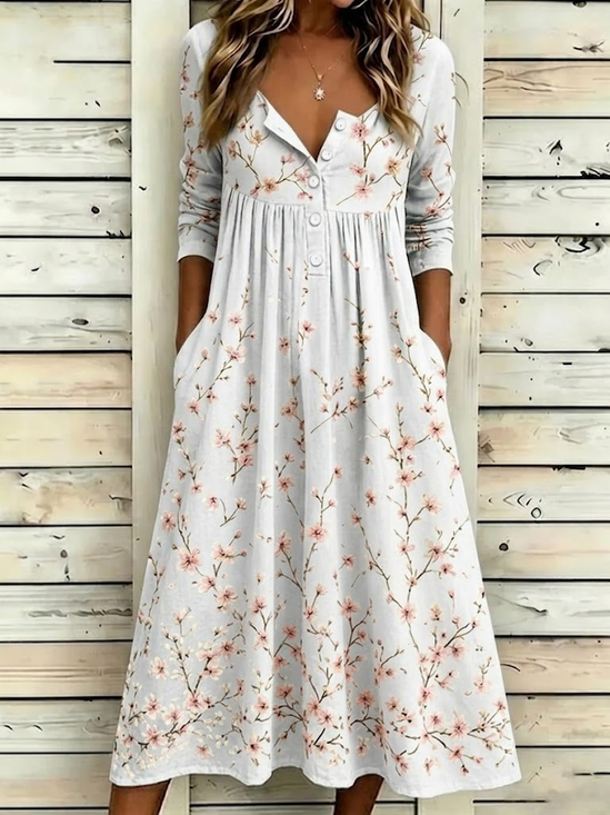 Women
                      Floral Summer Dress Half Open Collar Half Sleeve
                      A-Line Dress