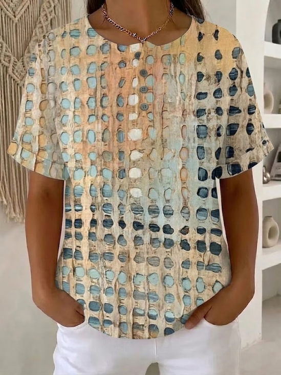 Vintage Abstract Crew Neck Short Sleeve T-shirt