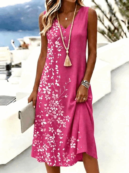 Women
                      Floral Summer Dress V Neck Sleeveless Tank A-Line
                      Dress
