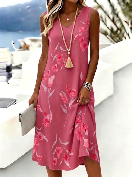 Women
                      Floral Summer Dress V Neck Sleeveless Tank A-Line
                      Dress