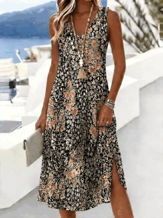 Women
                      Floral Summer Dress V Neck Sleeveless Tank A-Line
                      Dress