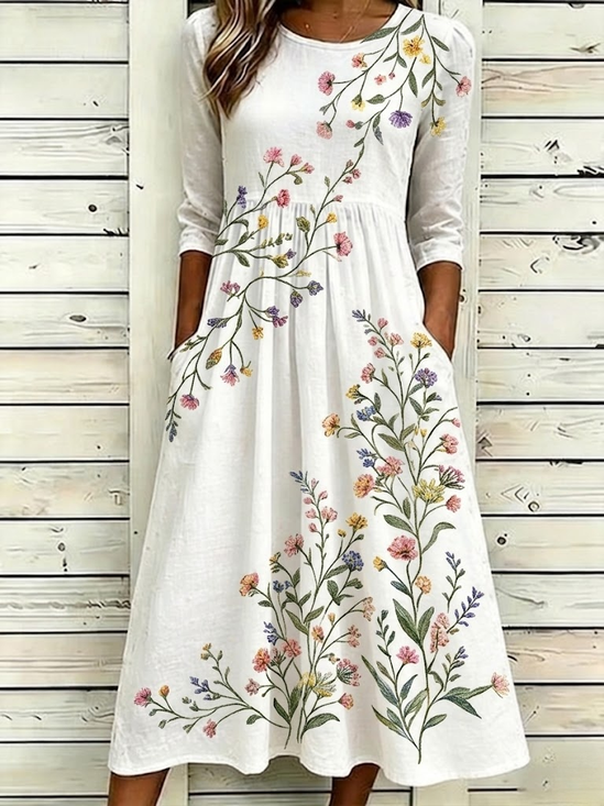 Women
                      Floral Summer Dress Crew Neck Half Sleeve A-Line
                      Dress