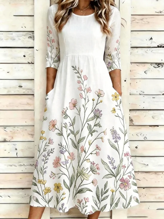Women
                      Floral Summer Dress Crew Neck Half Sleeve A-Line
                      Dress