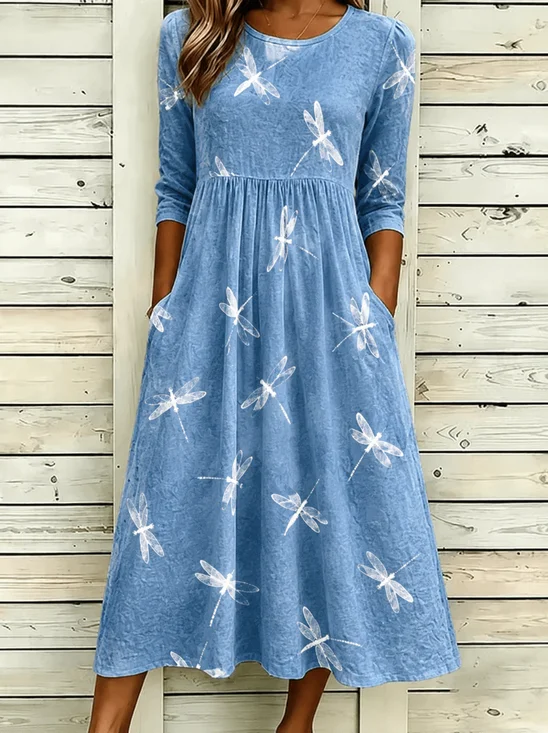 Women Animal Summer Dress Crew Neck Half Sleeve T-Shirt Dress A-Line Dress