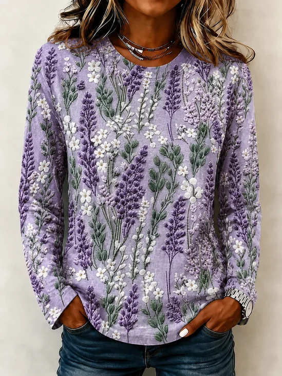 Casual 3D Printing Crew Neck Long Sleeve T-shirt