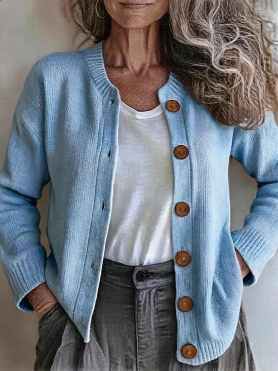 Women Plain Long Sleeve Comfy Casual Cardigan