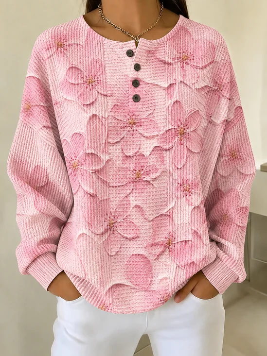 Casual Half Open Collar 3D Printing Sweatshirt
