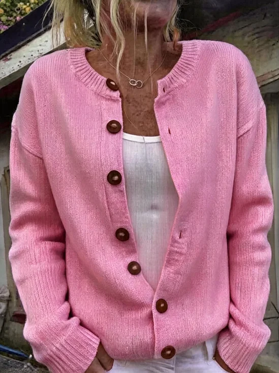 Women Plain Long Sleeve Comfy Casual Cardigan