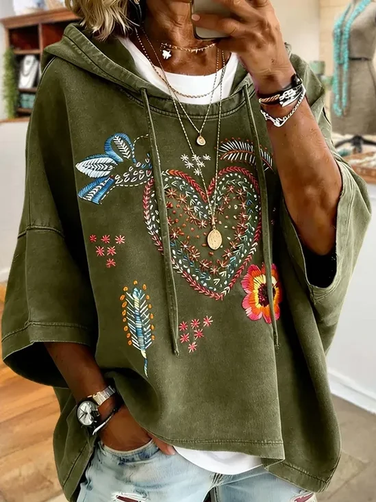 Casual Hoodie Floral Hoodie Printing