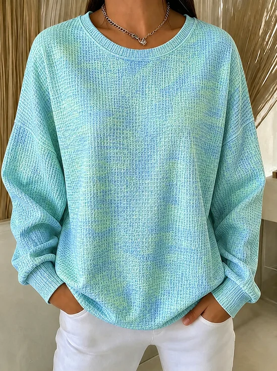 Casual Crew Neck Ombre Sweatshirt