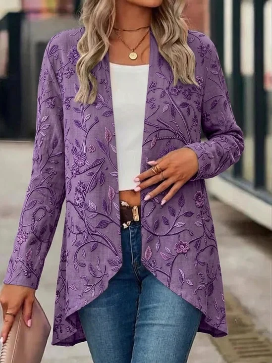 Women Spring/Fall Outerwear Vintage Floral Long Sleeve Jacket