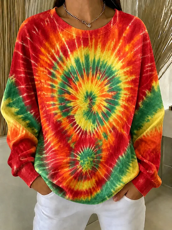 Casual Crew Neck Ombre Sweatshirt