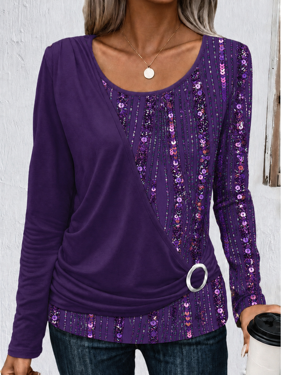 Casual Random Print Crew Neck Long Sleeve T-shirt