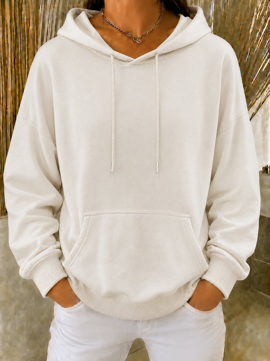 Casual Hooded Plain Sweatshirt
