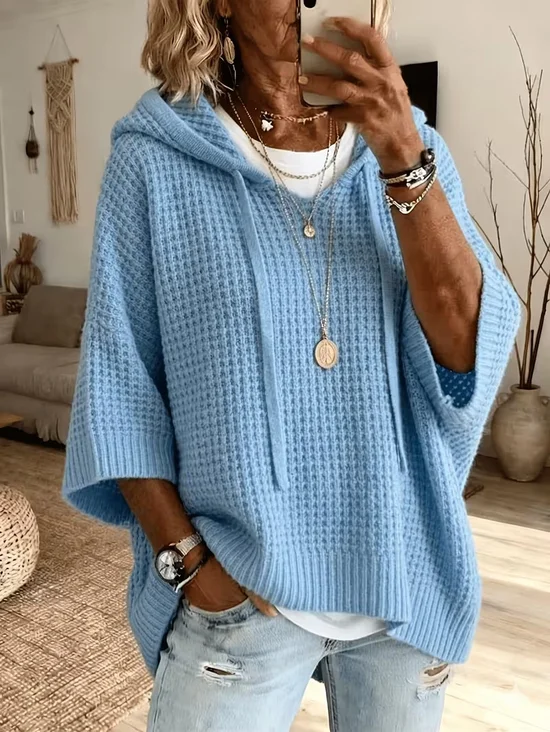 Women Yarn/Wool Yarn Plain Half Sleeve Comfy Casual Sweater