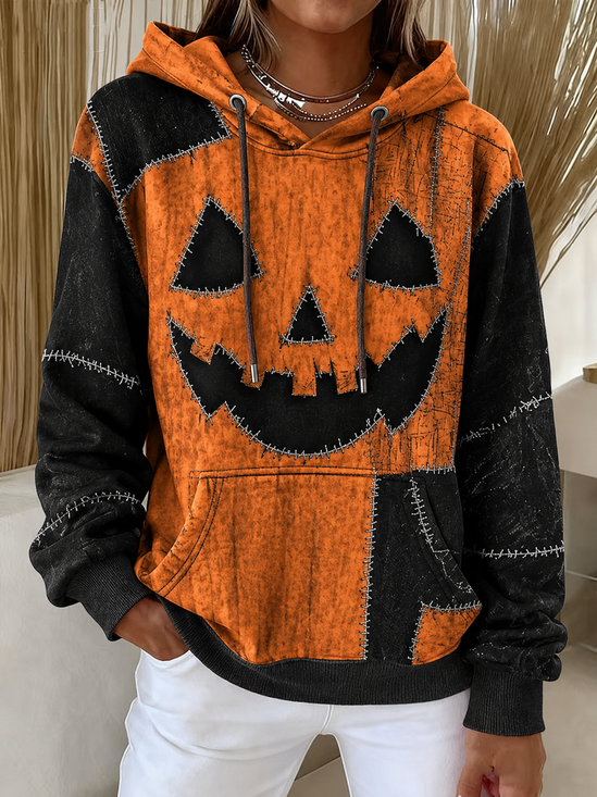 Casual Hooded Color Block Sweatshirt