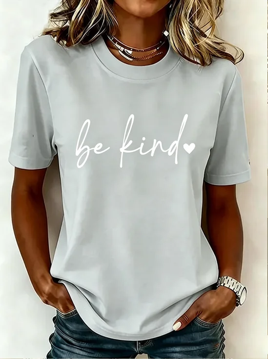 Casual Text Letters Crew Neck Short Sleeve T-shirt