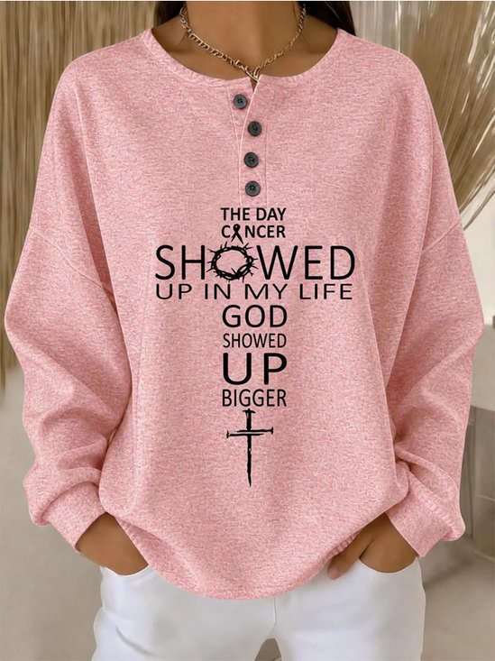 Casual Henley Collar Plain Sweatshirt
