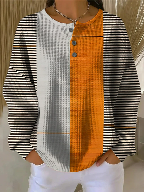 Casual Crew Neck Abstract Sweatshirt Printing