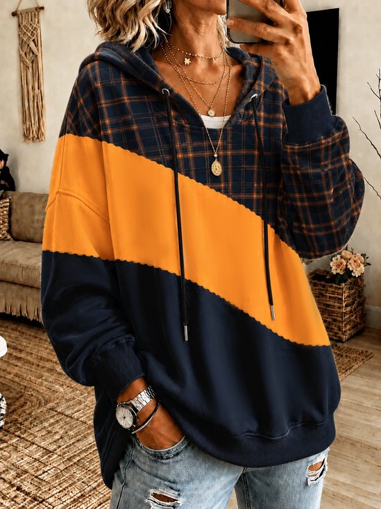 Casual Hoodie Color Block Hoodie Printing