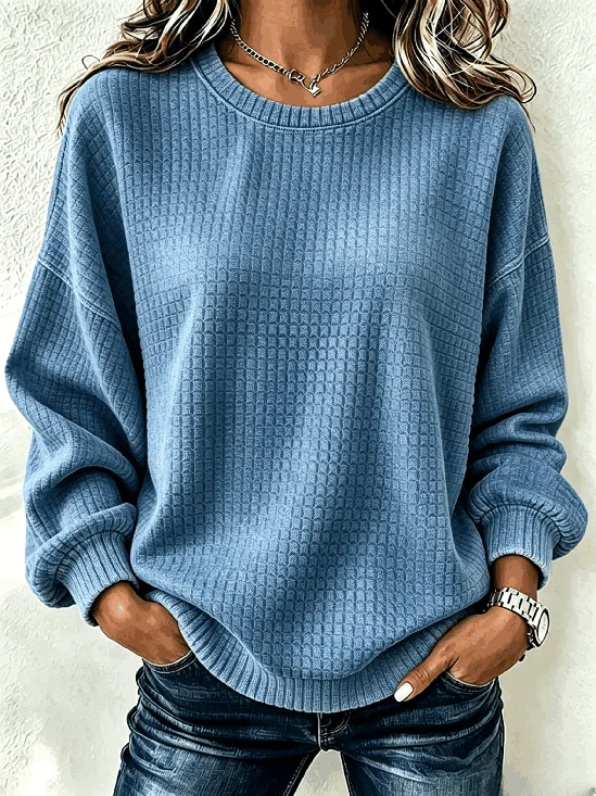 Casual Crew Neck Plain Sweatshirt