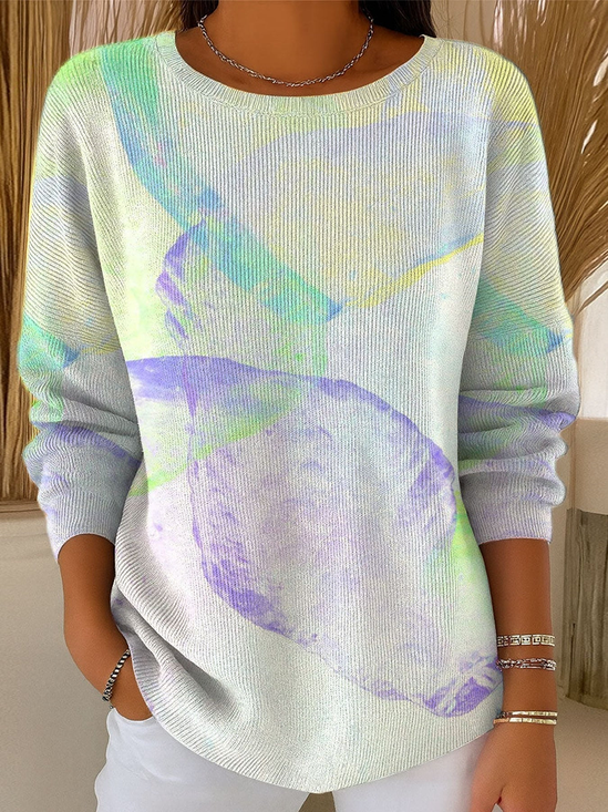 Women Abstract Long Sleeve Comfy Casual Printing Sweater