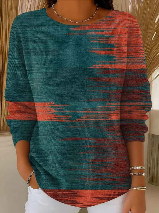 Women Abstract Long Sleeve Comfy Casual Printing Sweater