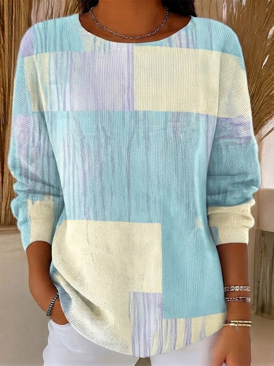 Women Abstract Long Sleeve Comfy Casual Printing Sweater
