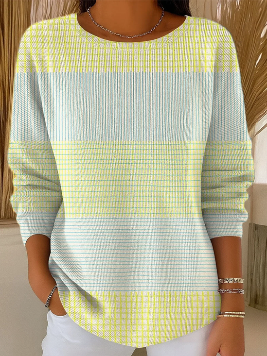 Women Striped Long Sleeve Comfy Casual Printing Sweater