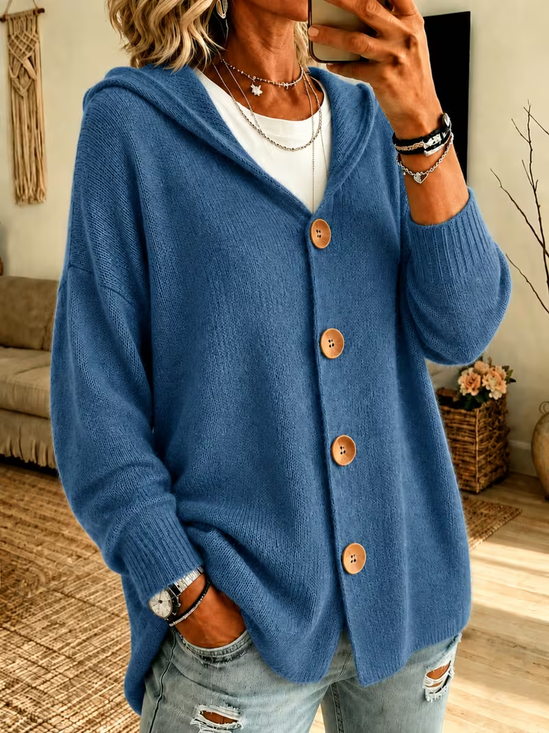 Women Plain Long Sleeve Comfy Casual Cardigan
