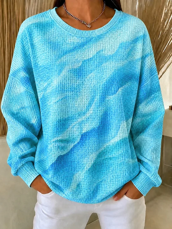 Casual Tie-Dye Pattern Crew Neck Long Sleeve Sweatshirt